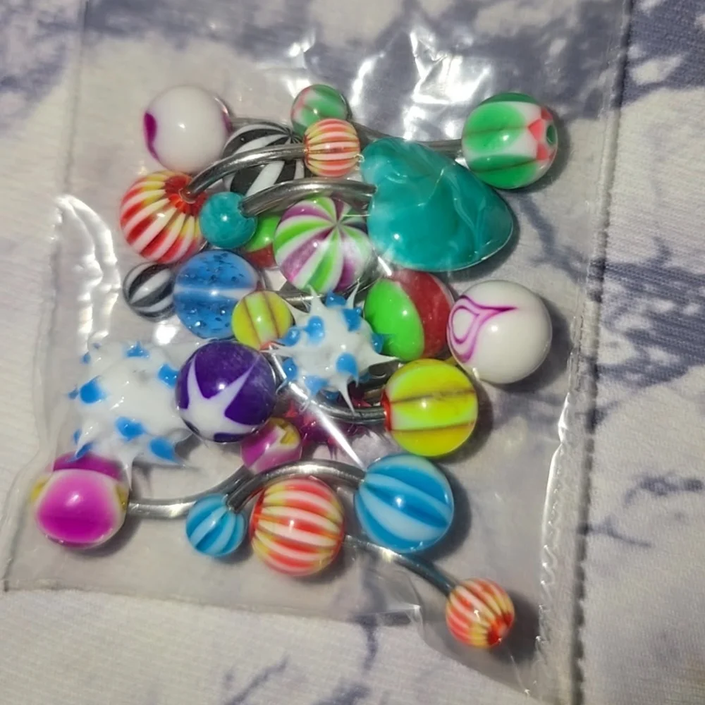 Random Multicolored Bellybutton Rings - Picture 2 of 3